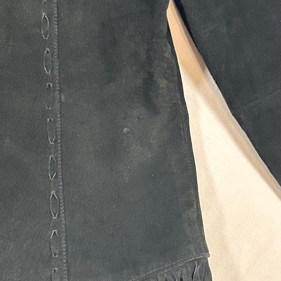 JouJou Skins Womens S Black Suede Leather Fringe Western Jacket Whipstitch VTG - Picture 10 of 12